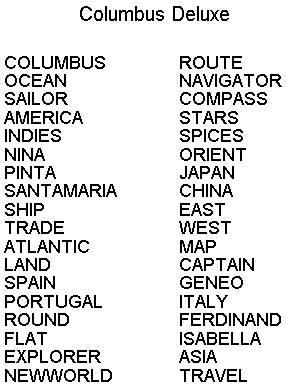Columbus Day Deluxe Word SEARCH words to find