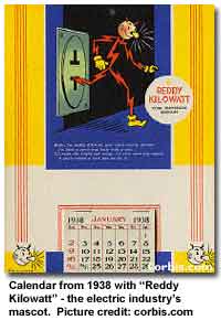 Picture of Reddy Kilowatt on 1938 calendar.